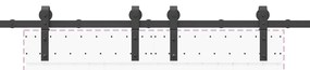 Kit de ferragens para porta deslizante 200 cm aço preto