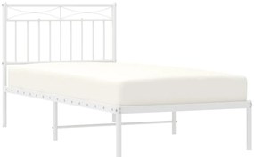 Estrutura de cama com cabeceira 90x190 cm metal branco