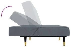 2 pcs conjunto de sofás veludo cinzento-escuro