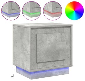 Cômodas de Cabeceira com Luzes LED 2 pcs Cinza Concreto 44x34,5x45 cm