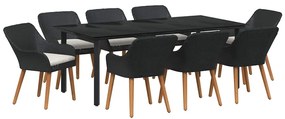 Conjunto de Jantar de Jardim 9 Peças Preto em Polyrattan