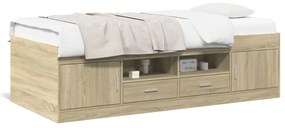 vidaXL Sofá-cama com gavetas sem colchão 100x200 cm carvalho sonoma