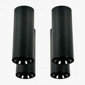 Pack De 4 Apliques De Teto Led De Superfície Redondos Ø7,2 Cm Para Exterior Em Alumínio Luisiana Preto & 8 W & 38º & Branco Neutro 3500k - Sklum