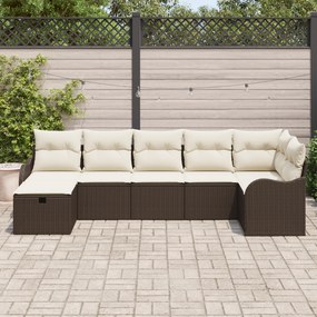 Conjunto de Sofá Modular de 7 Peças para Jardim com Almofadas em Vime