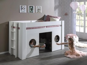 Cama infantil de grades FREYA (90x200) + estrado + escada branca