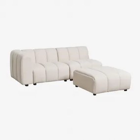 Sofá Modular De Canto Esquerdo De 2 Peças E Puff Em Tecido Bouclé Eliot Bouclé Bege Creme - Sklum