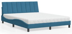 Cama com colchão 160x200 cm veludo azul