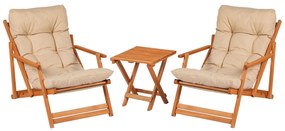 Conjunto de Mesa e Cadeiras My007 – Castanho e Creme – 40x81x50 cm | T