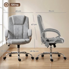Cadeira de escritório com função de massagem e aquecimento, cadeira de escritório ergonómica, altura e braços ajustáveis, cinzenta