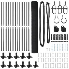 Conjunto de Postes de Cerca Conjunto de 2 Cinza Metal, PVC
