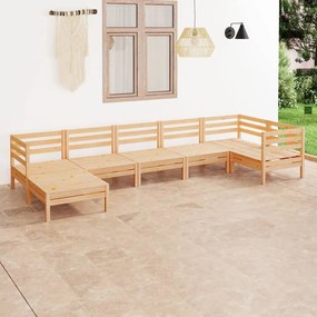 7 pcs conjunto lounge de jardim pinho maciço