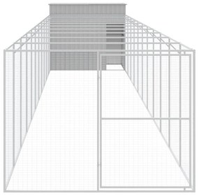 Casota cães c/ parque 214x1273x181 cm aço galvaniz. cinza-claro