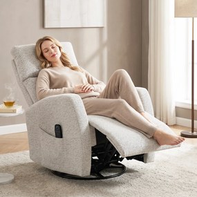 Poltrona Reclinável de Massagem, 163 x 73,5 x 86 cm, Massagem com Calor Lombar, Creme