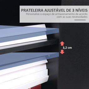 Armário para Impressora Móvel para Impressora com Rodas Gaveta 2 Portas e Compartimento Aberto para Sala de Estar Escritório Estúdio 60x39x80cm Preto