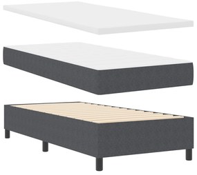 Cama Box Spring com Colchão Cinza Escuro 90x200 cm Tecido Veludo Cordu