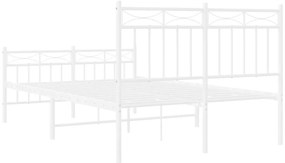 Estrutura de cama com cabeceira e pés 120x200 cm metal branco