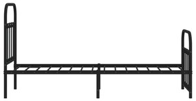 Estrutura de cama com cabeceira e pés 75x190 cm metal preto