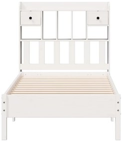 Cama com estante sem colchão 90x190 cm pinho maciço branco