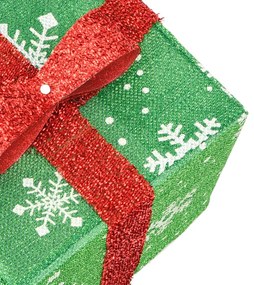 Presentes de Natal iluminados 3 pcs 64 luzes LED branco quente