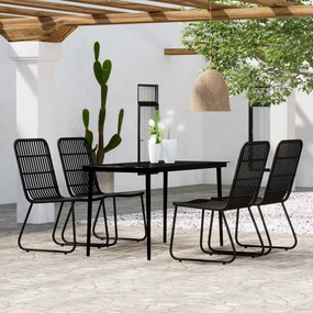 vidaXL 5 pcs Conjunto de jantar para jardim preto