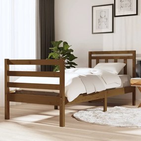 3100642 vidaXL Estrutura de cama 90x200 cm madeira maciça castanho mel