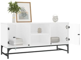 Móvel de TV c/ portas de vidro 102x37x50 cm branco