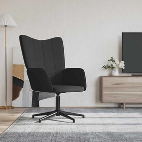 vidaXL Cadeira de descanso PVC e veludo preto