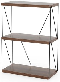 Estante multiusos de 3 níveis com estrutura metálica para arrumação doméstica Estante 61 x 82 cm Nogueira