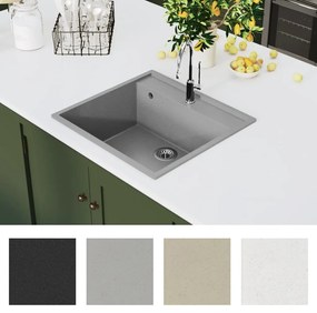 Lava-Louça de Cozinha em Granito Cinzento - 53x50cm - Design Moderno