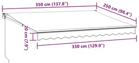 Toldo retrátil manual 350x250 cm castanho