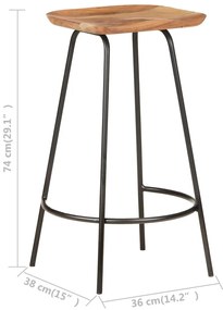 Bancos de bar 2 pcs madeira de acácia maciça
