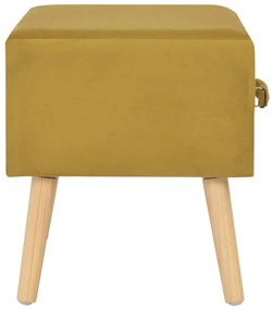 Mesa-de-cabeceira 40x35x40 cm veludo mostarda