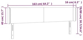 Cabeceira de cama c/ luzes LED tecido 163x16x78/88 cm azul