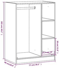 Roupeiro 77x48x102 cm derivados de madeira carvalho castanho