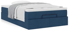 Estrutura de cama otomana com colchão 120x200 cm tecido azul