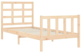 Estrutura de cama com cabeceira 90x190 cm madeira maciça