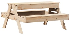Mesa de piquenique com caixa de areia infantil pinho maciço