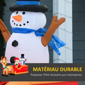 Pai Natal Insuflável com Trenó e Renas, 200 x 80 x 128 cm, Iluminação LED, Vermelho