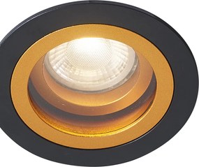 Conjunto de 6 focos embutidos modernos preto com dourado giratórios e inclináveis IP44 - Chuck