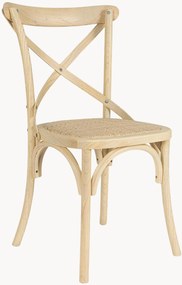 Cadeira de jantar em madeira de olmo com assento de vime Cross