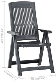Cadeiras de jardim reclináveis 2 pcs plástico antracite