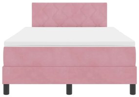 Cama Box Spring vidaXL com Colchão e LED Rosa 120x200 cm Veludo