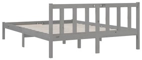 Estrutura de cama king 150x200 cm pinho maciço cinzento