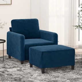 vidaXL Poltrona com apoio de pés 60 cm veludo azul
