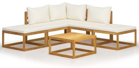 vidaXL 6 pcs conj. lounge jardim c/ almofadões madeira acácia maciça