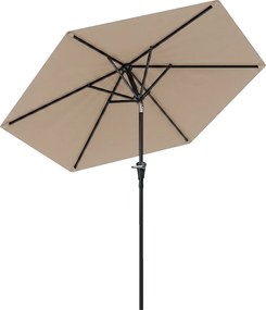 Outsunny Chapéu de Sol Jardim Ø230x216 cm Teto Ajustável Abertura Manual Impermeável Terraço Pátio Piscina Praia Cor Caqui | Aosom Portugal