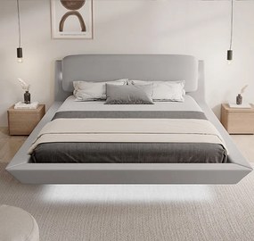 Cama de Casal Flutuante "Beatrice" em Cinzento - 150x190 cm – Design M