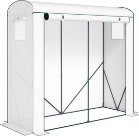 Outsunny Estufa com janelas em tela e porta enrolável, estufa de película em aço 200 x 75 x 188 cm Branco | Aosom Portugal