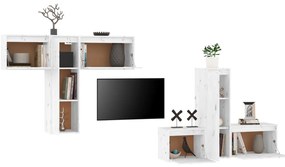 Móveis de TV 6 pcs madeira de pinho maciça branco