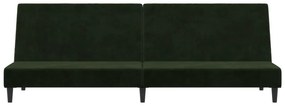 Sofá-cama de 2 lugares veludo verde-escuro